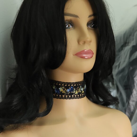 Wide Choker Black and Multi Color Adjustable Length Fancy Colors Wide Trim choke - Picture 1 of 10